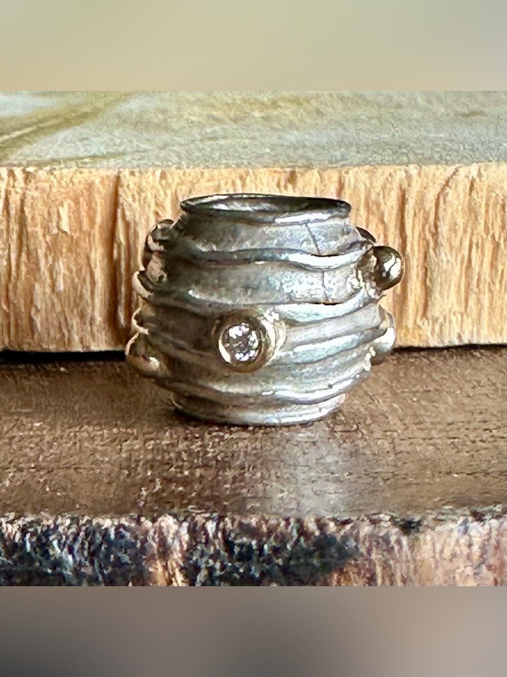 Retired Pandora Two-Tone with Diamond Ripple Twinkle Charm